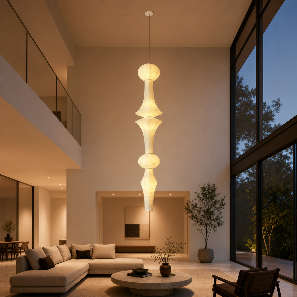 Akari Dia 16.9 by H 86.6 inch rice paper pendant light
