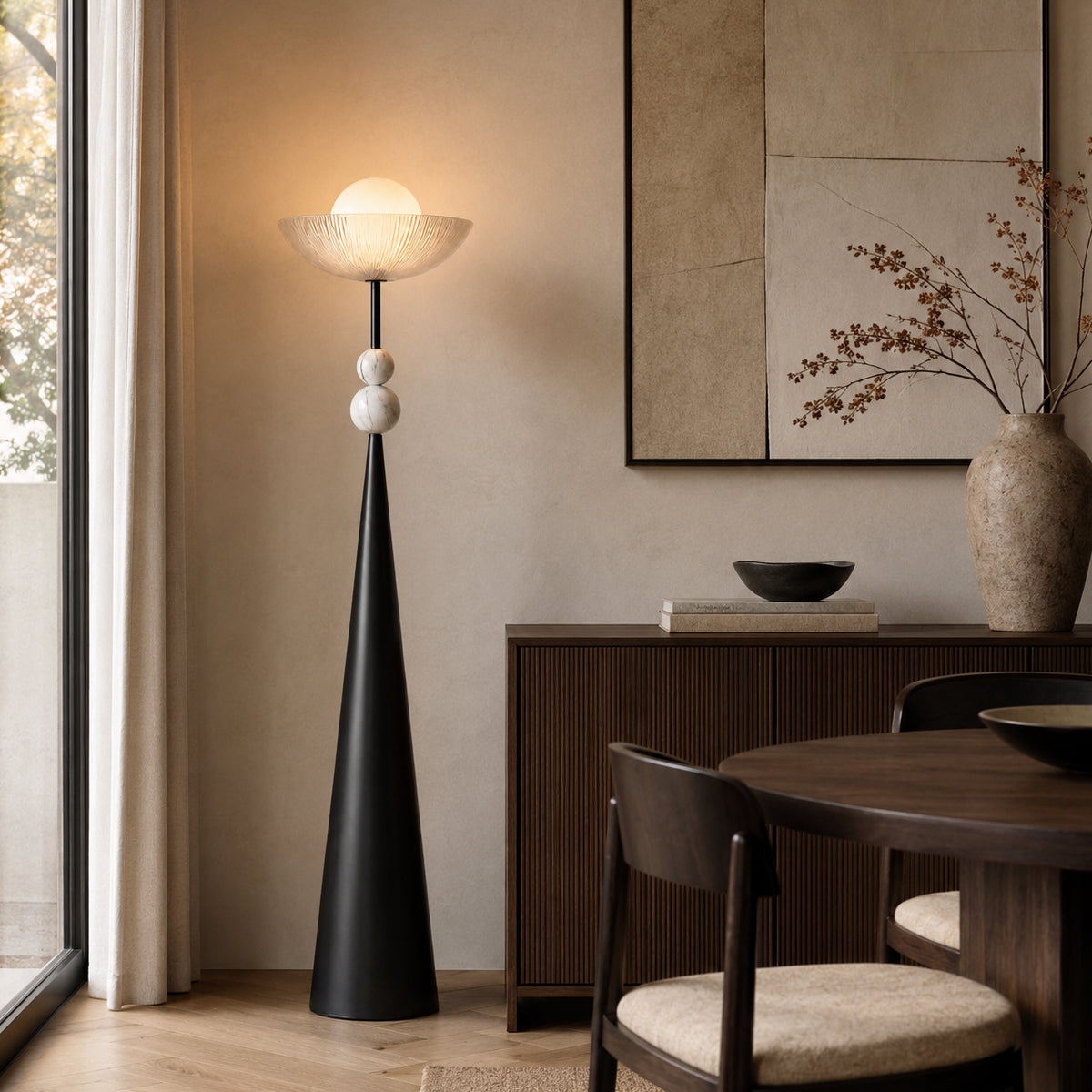 Avrn Aivara marble globe floor lamp