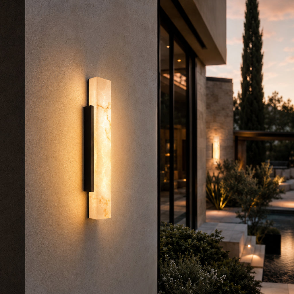 Alura IP65 stone-look outdoor wall sconce for entryway