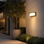Apex modern exterior wall light with rectangular diffuser