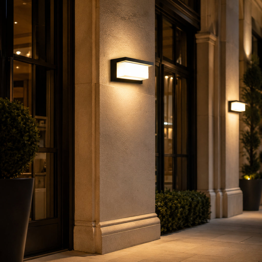 Apex outdoor wall light for patio and exterior walls