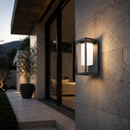 Avrn outdoor wall sconce side profile showing slim wall-mounted depth