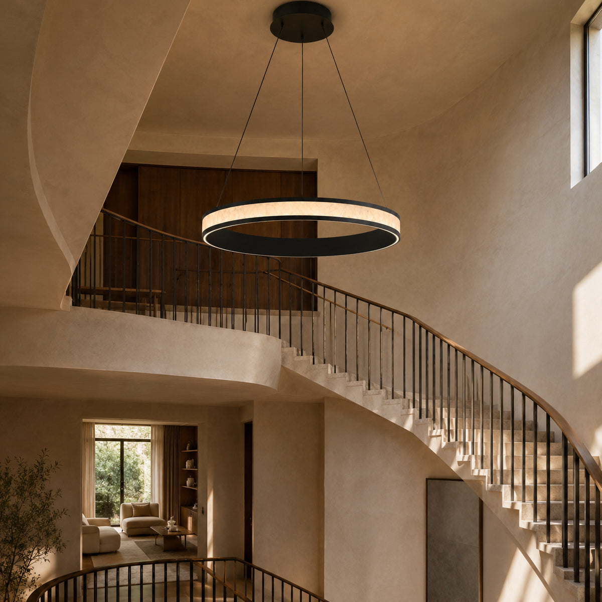 Avrn Ciralyn alabaster-style diffuser chandelier