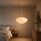 Akari A washi paper pendant light in a calm bedroom
