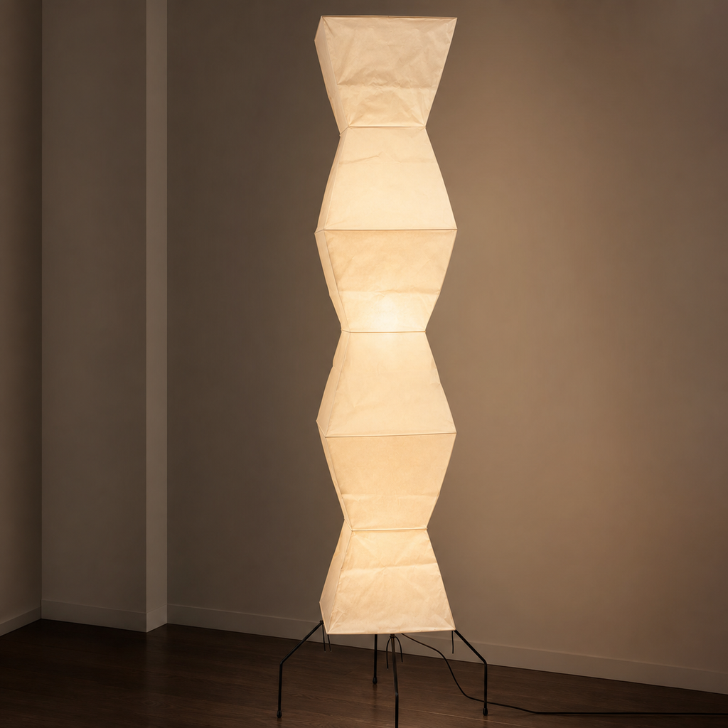 Large Akari geometric rice paper floor lamp detail