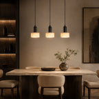 Avrn Norell cylindrical alabaster pendant lamp