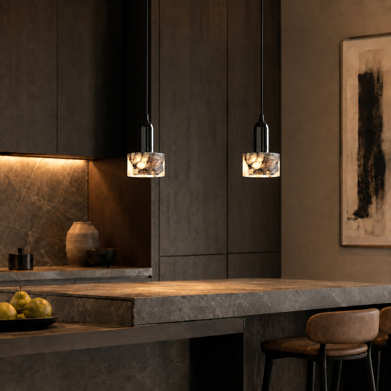 Avrn Norell alabaster pendant light