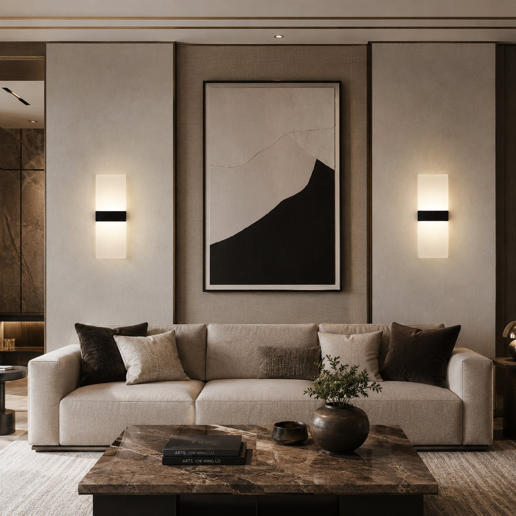 Novae rectangular LED wall lamp in black finish