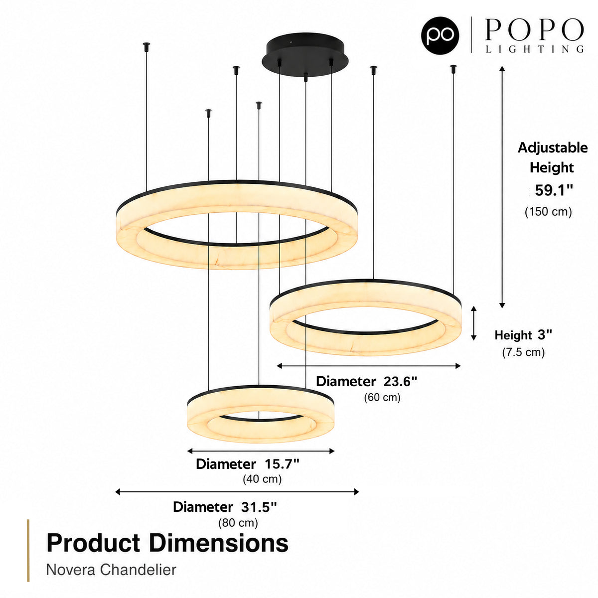 Novera Horizontal Polycyclic Ring Chandelier 2