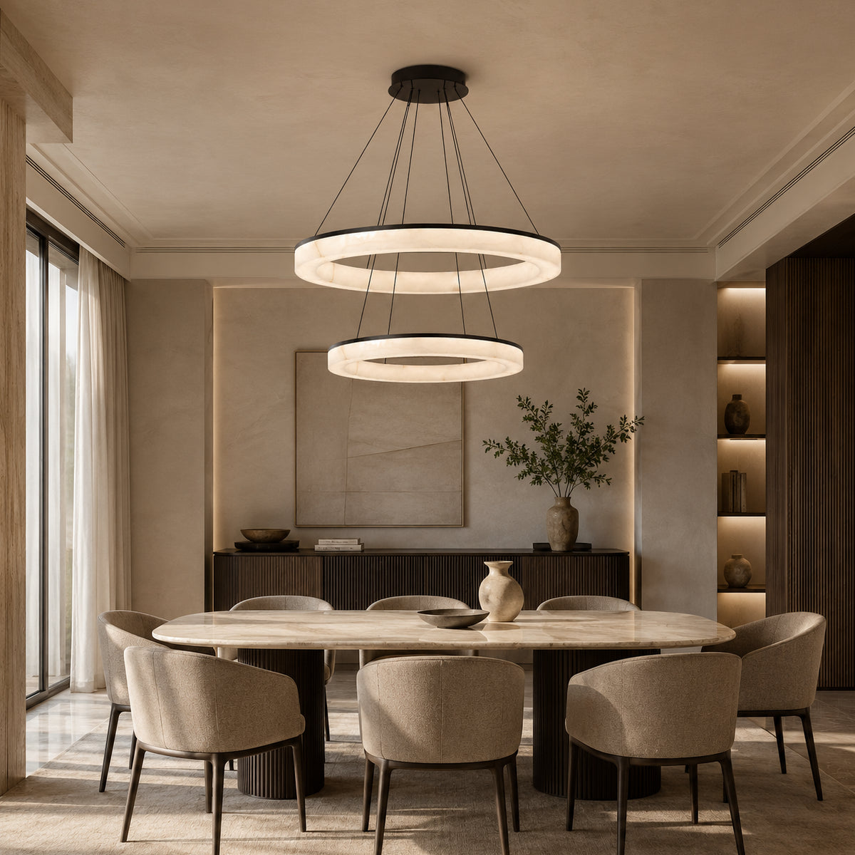 Avrn Novera vertical double ring chandelier