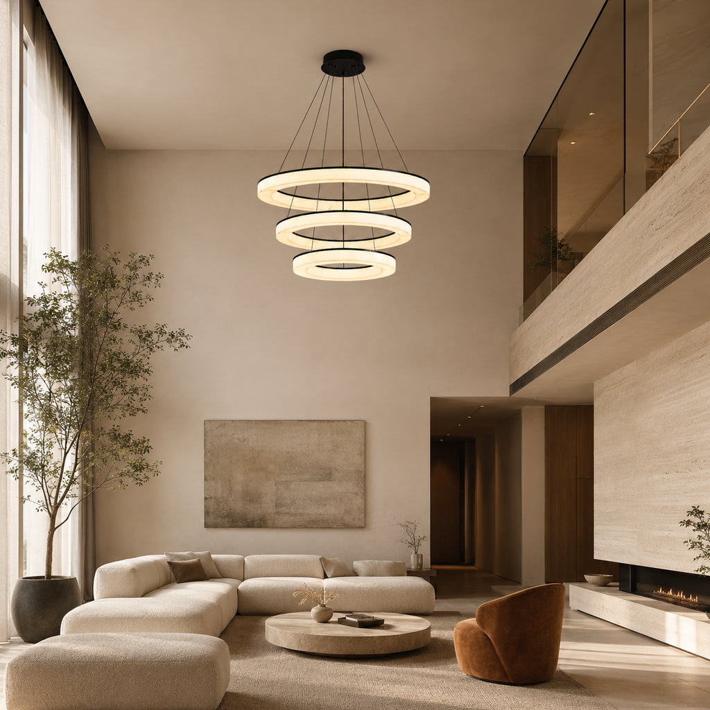 Avrn Novera vertical resin ring chandelier detail