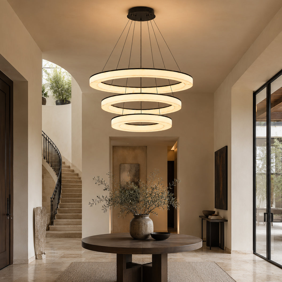 Avrn Novera dimmable three ring chandelier