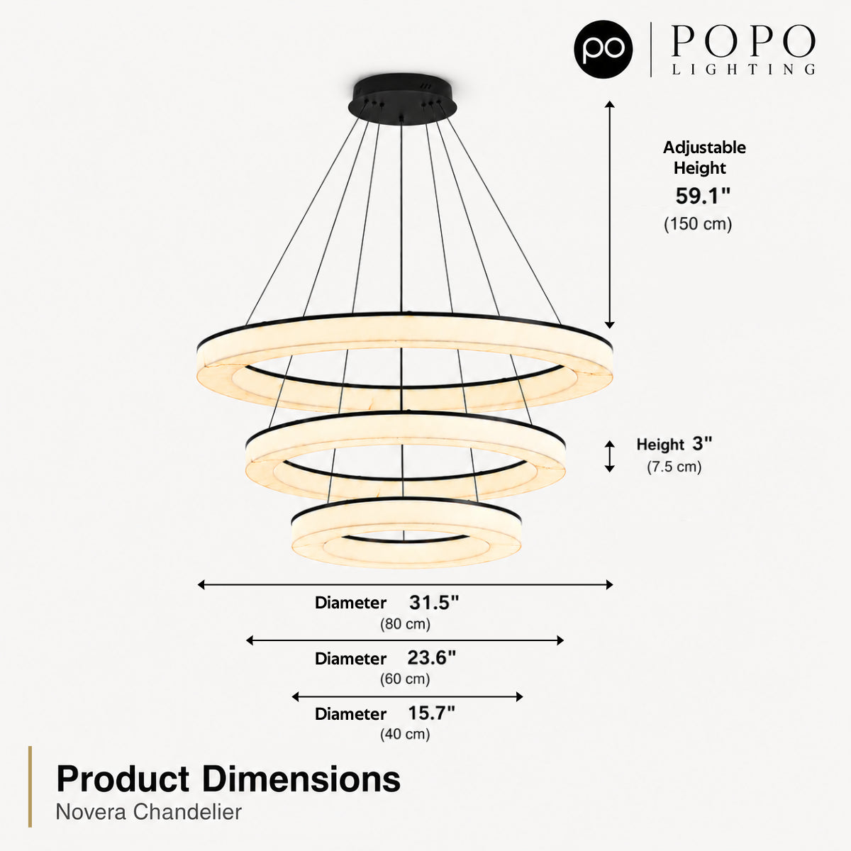 Novera Vertical Polycyclic Ring Chandelier 6