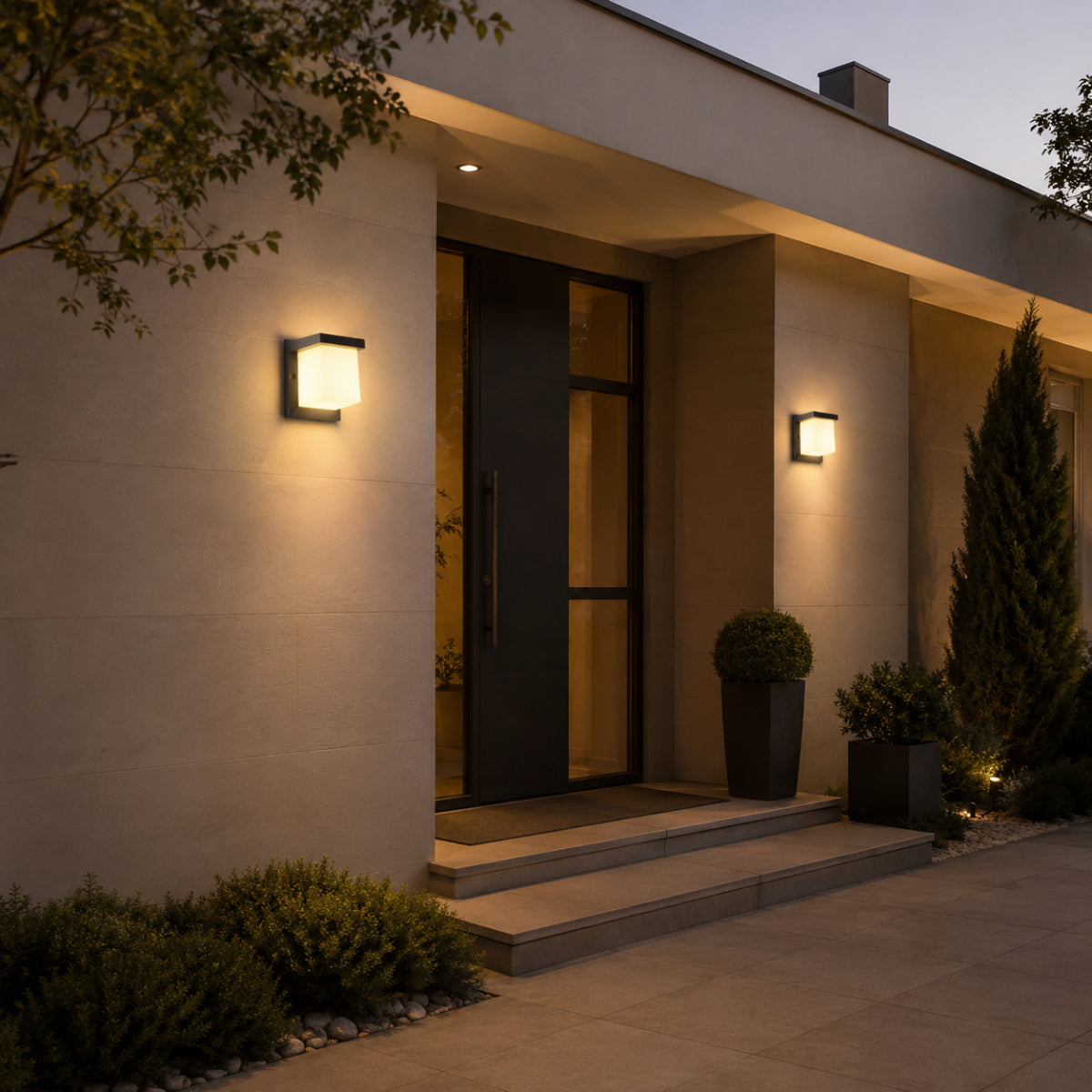 Avrn Sleek black and white outdoor wall sconce