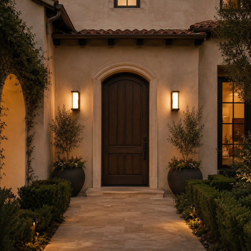 Zenith black and white outdoor wall sconce