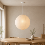 Akari handcrafted washi paper globe pendant light with white cord