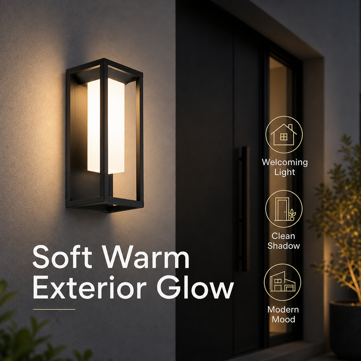 Avrn black outdoor wall light close-up for modern exterior lighting