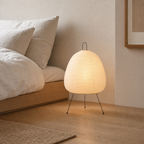 Akari Model A1 Japanese paper lantern floor lamp in a warm Japandi interior