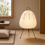 Akari Model A2 Japanese paper lantern floor lamp in a warm Japandi interior